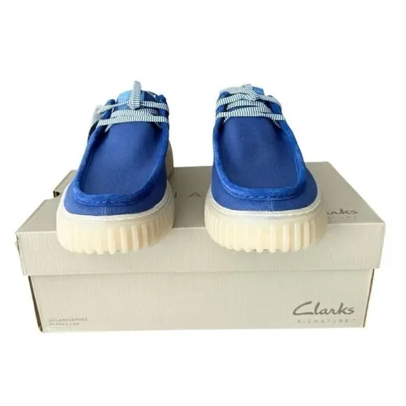 Clarks Torhill Lo Navy Blue Platform Loafers Slip on Men’s 11.5 New - Picture 3 of 12